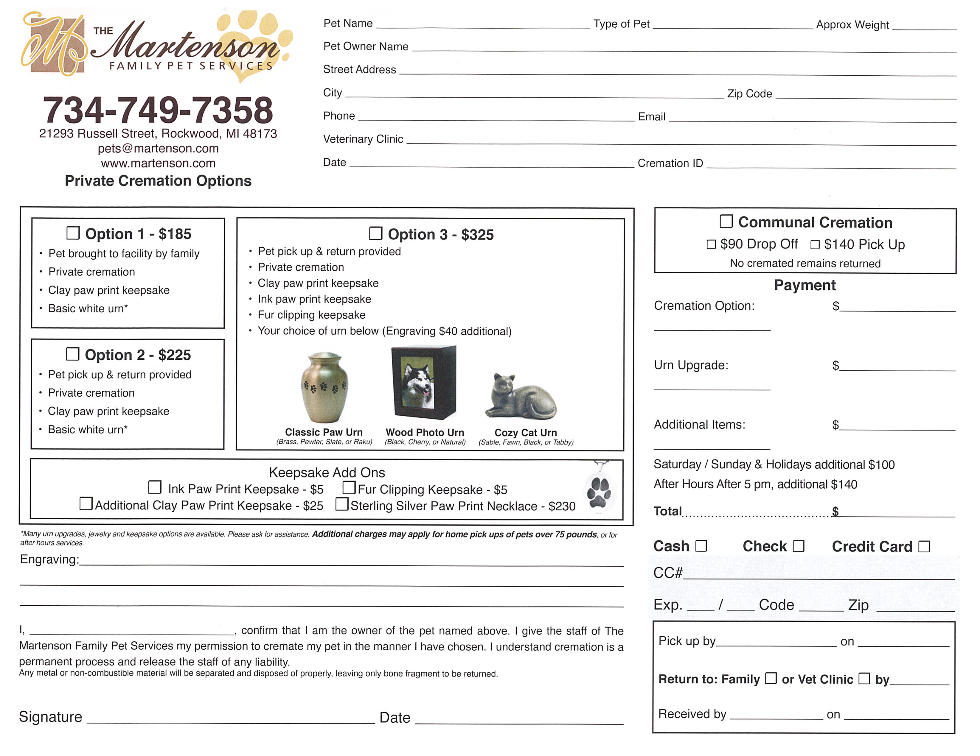 Pet Service Options | The Martenson Family of Funeral Hom...